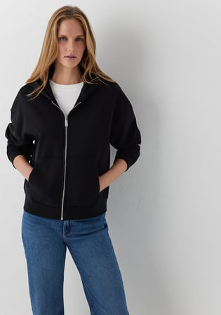 Kapüşonlu Siyah Basic Sweatshirt 1S10570-900