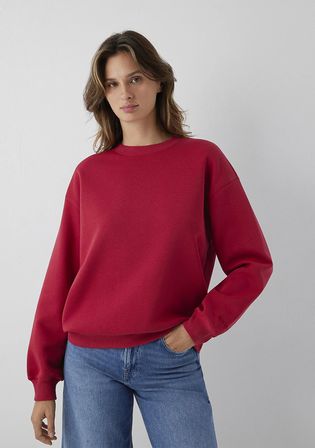 Bisiklet Yaka Kırmızı Basic Sweatshirt 1610198-70391