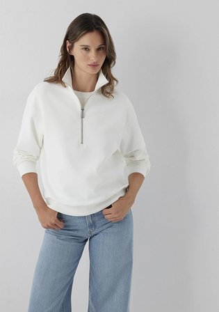 Yarı Fermuarlı Beyaz Sweatshirt 1S10572-83043