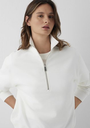 Yarı Fermuarlı Beyaz Sweatshirt 1S10572-83043