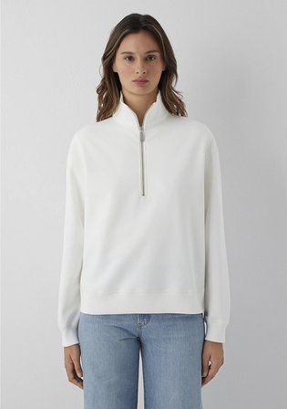 Yarı Fermuarlı Beyaz Sweatshirt 1S10572-83043