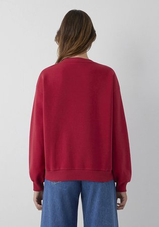 Bisiklet Yaka Kırmızı Basic Sweatshirt 1610198-70391