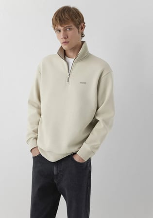 Mavi M0S10585-70322 Mavi Logo Baskılı Yarı Fermuarlı Sweatshirt Erkek Sweatshirt