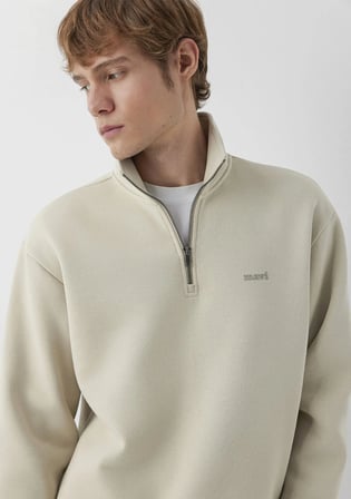 Mavi M0S10585-70322 Mavi Logo Baskılı Yarı Fermuarlı Sweatshirt Erkek Sweatshirt
