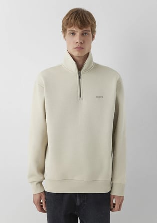 Mavi M0S10585-70322 Mavi Logo Baskılı Yarı Fermuarlı Sweatshirt Erkek Sweatshirt