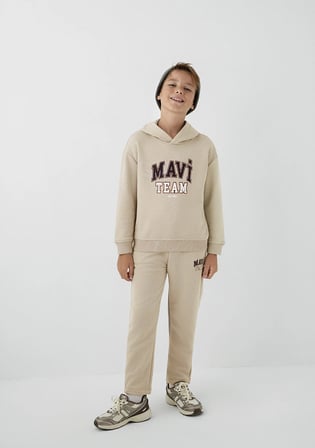 Mavi Baskılı Kapüşonlu Bej Sweatshirt 6S10209-70039