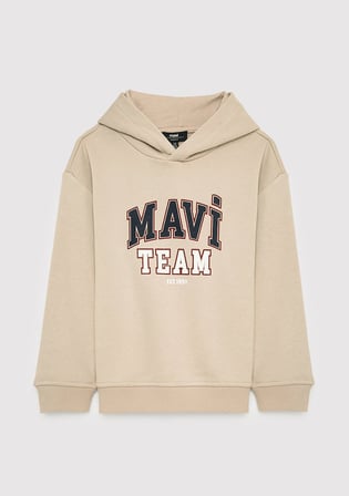 Mavi Baskılı Kapüşonlu Bej Sweatshirt 6S10209-70039
