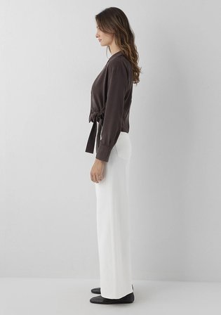 (Tencel TM) Lyocell Çapraz Bağlamalı Kahverengi Bluz 1211581-70236