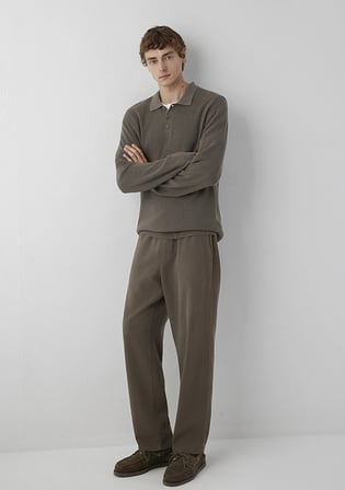 Keten (Tencel TM) Lyocell Karışımlı Kahverengi Jogger Pantolon 0010628-70376