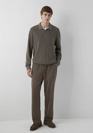 Keten (Tencel TM) Lyocell Karışımlı Kahverengi Jogger Pantolon 0010628-70376