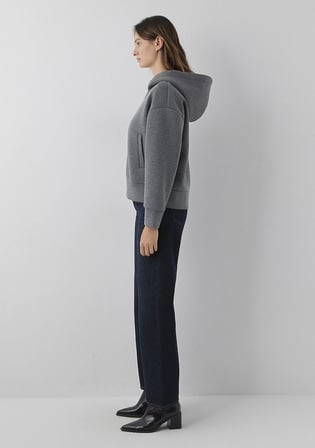 Kapüşonlu Fermuarlı Gri Sweatshirt 1S10551-87829