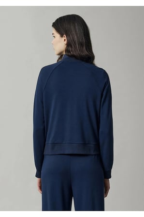 Şerit Detaylı Fermuarlı Lacivert Sweatshirt Regular Fit / Normal Kesim 1S10557-70488