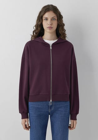 Kapüşonlu Fermuarlı Bordo Sweatshirt 1S10566-70434