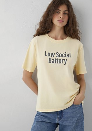 Slogan Baskılı Sarı Tişört 1614146-70027