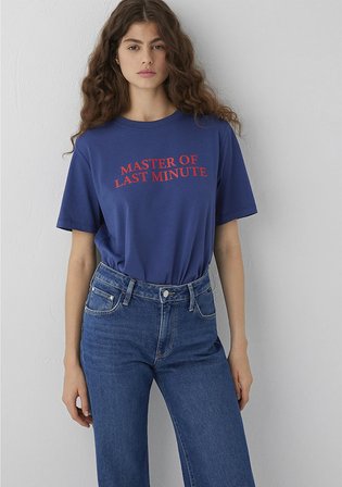 Slogan Baskılı Lacivert Tişört 1614145-70899