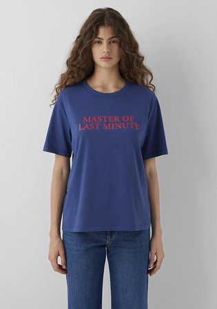 Slogan Baskılı Lacivert Tişört 1614145-70899