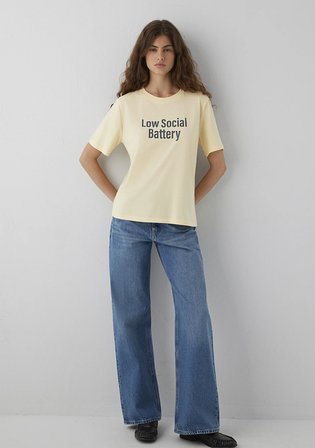Slogan Baskılı Sarı Tişört 1614146-70027