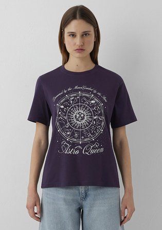 Astroloji Baskılı Mor Tişört 1614167-70688