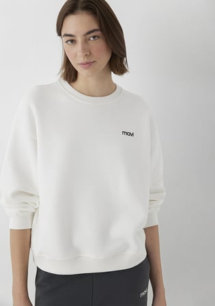 Mavi Logo Baskılı Ekru Sweatshirt 1S10490-80194