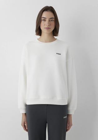 Mavi Logo Baskılı Ekru Sweatshirt 1S10490-80194