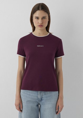 Mavi Logo Baskılı Bordo Tişört 1614200-87830