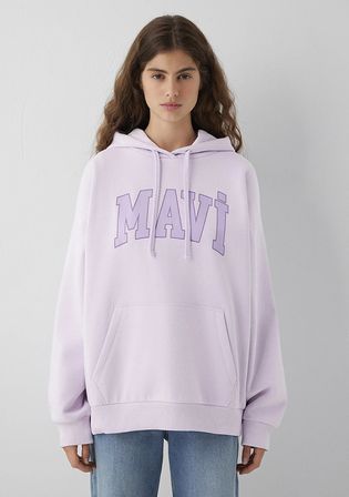 Mavi Logo Baskılı Kapüşonlu Lila Sweatshirt 1600361-70512