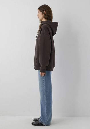 Mavi Logo Baskılı Kapüşonlu Kahverengi Sweatshirt 1600361-70240