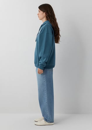 Mavi Logo Baskılı Kapüşonlu Mavi Sweatshirt 1600361-70771
