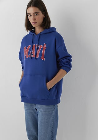 Mavi Logo Baskılı Kapüşonlu Lacivert Sweatshirt 1600361-70758
