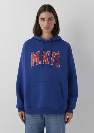 Mavi Logo Baskılı Kapüşonlu Lacivert Sweatshirt 1600361-70758