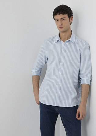 Çizgili  Mavi Gömlek 0211693-91740
