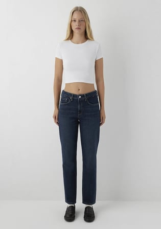 New york 90lar Classics Denim Puslu Derin Mavi Jean Pantolon 101441-A3862