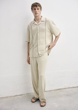 Keten Karışımlı Bej Pantolon 0010636-70182
