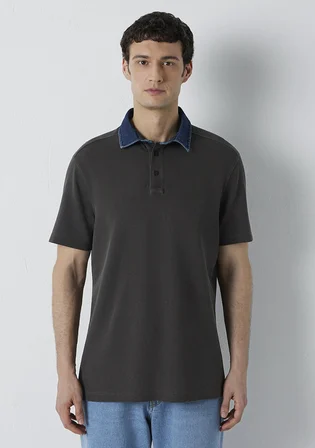 Yaka Detaylı Kahverengi Polo Tişört 0613659-70219