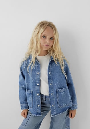 Mavi 7210002-A4163 LUYU 90lar Yıldız Baskılı Indigo Mavisi Denim Gömlek