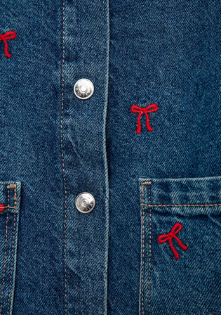Mavi 7210002-A4164 LUYU 90lar Kurdele Nakışlı Koyu Mavi Denim Gömlek