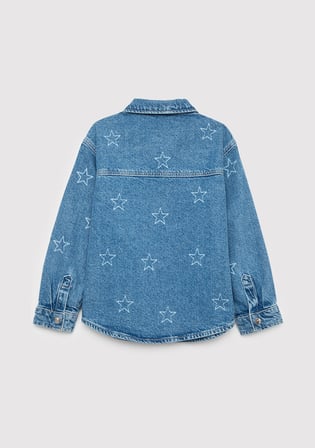 Mavi 7210002-A4163 LUYU 90lar Yıldız Baskılı Indigo Mavisi Denim Gömlek