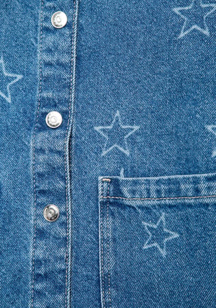 Mavi 7210002-A4163 LUYU 90lar Yıldız Baskılı Indigo Mavisi Denim Gömlek