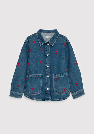 Mavi 7210002-A4164 LUYU 90lar Kurdele Nakışlı Koyu Mavi Denim Gömlek