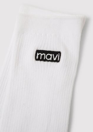 Mavi Nakışlı Beyaz Soket Çorap 1914218-20844