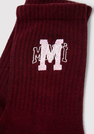 Mavi Logo Nakışlı Bordo Soket Çorap 1913540-70414