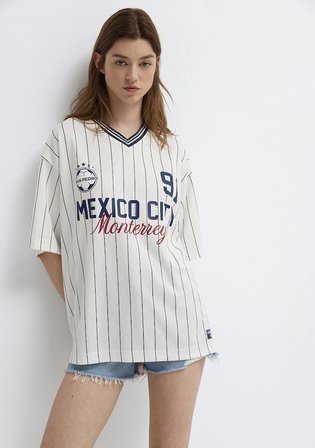 Mexico City Baskılı Çizgili Forma 1614374-91760