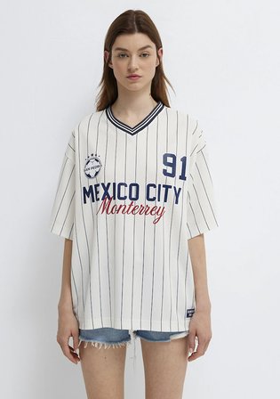 Mexico City Baskılı Çizgili Forma 1614374-91760