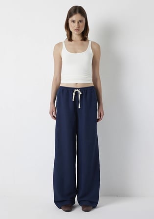 Keten Karışımlı Lacivert Pantolon 1011269-82318