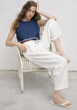 Bağcık Detaylı Lacivert Crop Bluz 1211602-70488