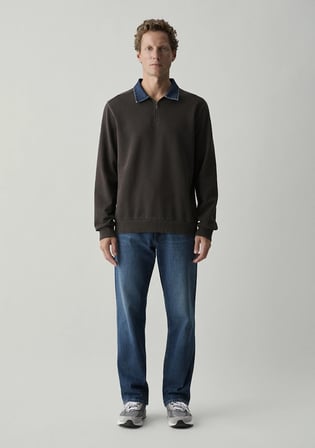Denim Yaka Kahverengi Polo Sweatshirt 0S10669-70219
