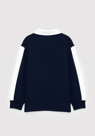 Mavi 6S10185-84371 Mavi Logo Baskılı Lacivert Polo Sweatshirt