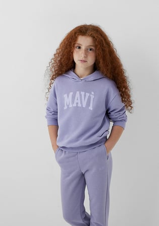 Mavi 7S10147-70557 Mavi Logo Baskılı Kapüşonlu Mor Sweatshirt