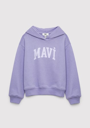Mavi 7S10147-70557 Mavi Logo Baskılı Kapüşonlu Mor Sweatshirt