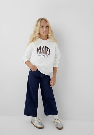 Mavi 7S10179-70057 Mavi Logo Baskılı Kapüşonlu Ekru Sweatshirt